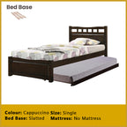 Frankie Single Pull-Out Bedframe MDF + Veneer Solid Wood Slatted Base  w/ Mattress Option