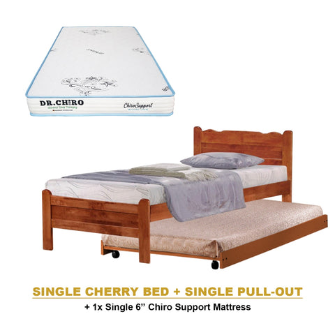 Image of Belle Pull-Out Bed Single Solid Rubberwood Bed Frame w/ Mattress Option