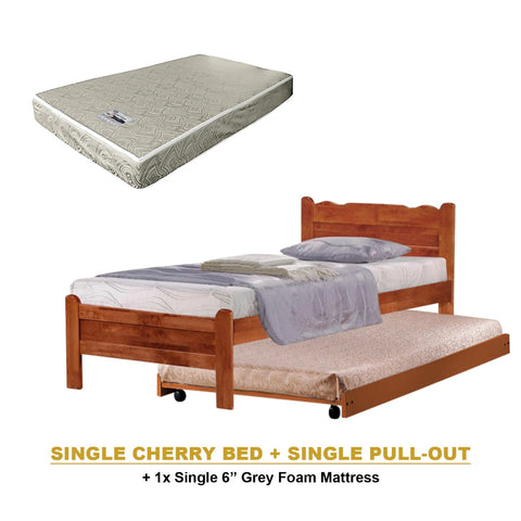 Image of Belle Pull-Out Bed Single Solid Rubberwood Bed Frame w/ Mattress Option