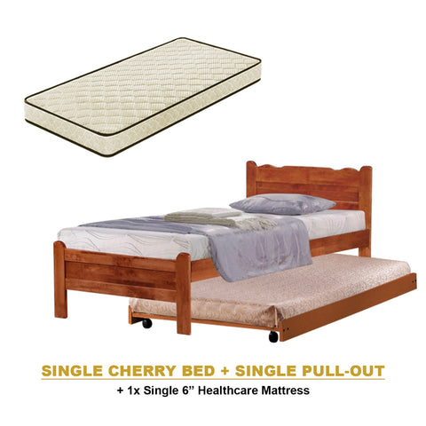 Image of Belle Pull-Out Bed Single Solid Rubberwood Bed Frame w/ Mattress Option