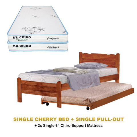 Image of Belle Pull-Out Bed Single Solid Rubberwood Bed Frame w/ Mattress Option