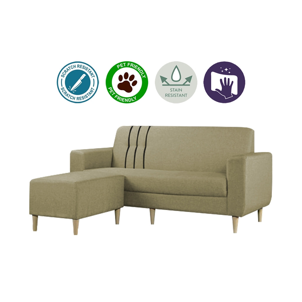 Nican 3-Seater Sofa with Chaise in Pet Friendly Fabric Colours