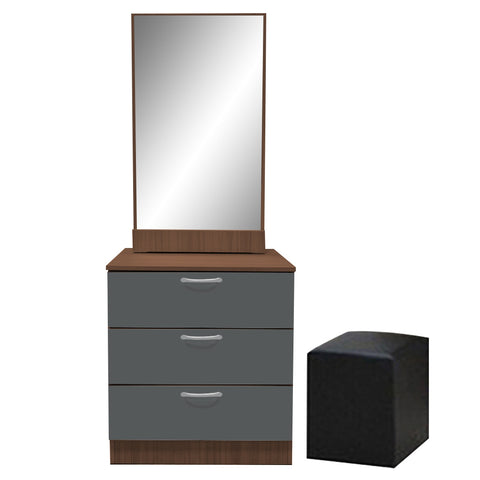 Image of Pratio Dressing Table With Free Stool Laminated Smooth Gliding Drawer In 6 Colours