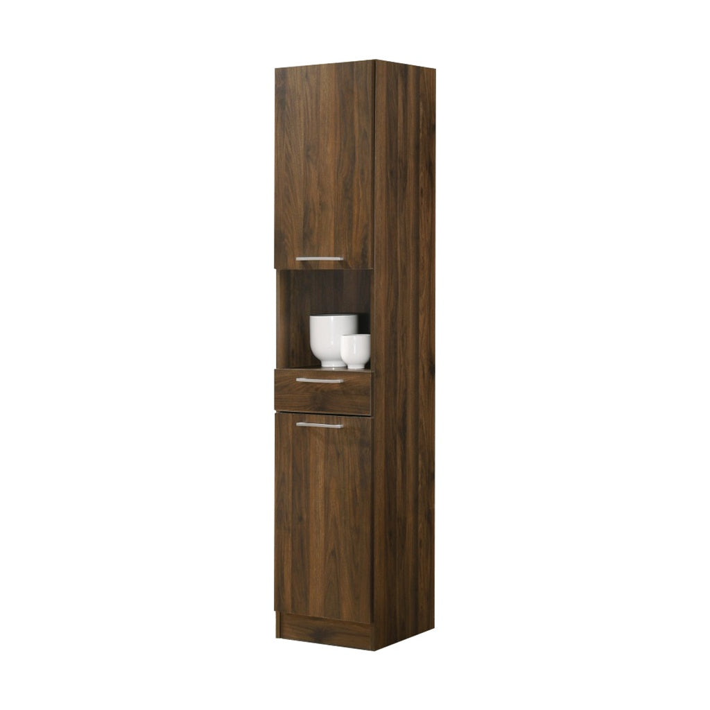 Hallie Series Modular Kitchen Cabinet Melamine Panel Top with Hanging Cabinet in Brown & Natural Color.