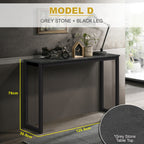 KRITY Series D Console Grey Stone Table Top Side Display Table in Black Leg
