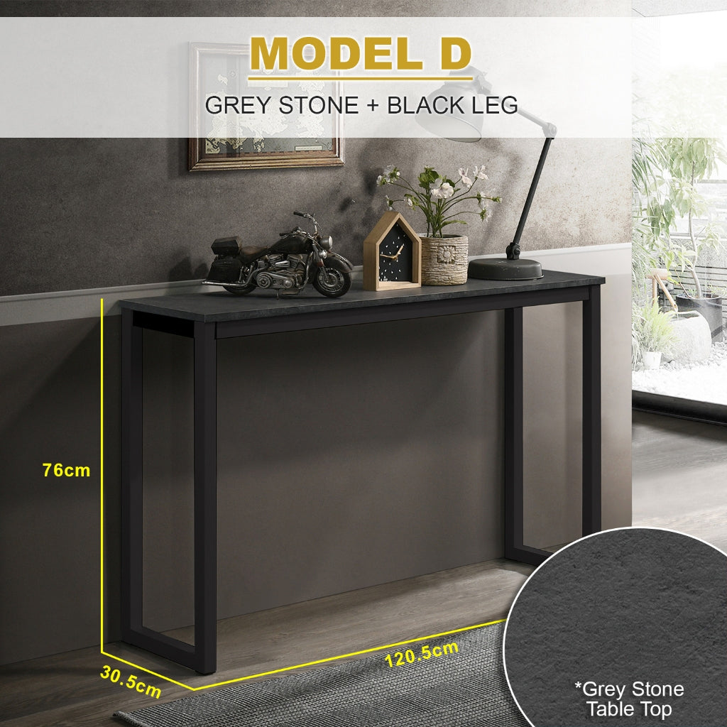 KRITY Series D Console Grey Stone Table Top Side Display Table in Black Leg