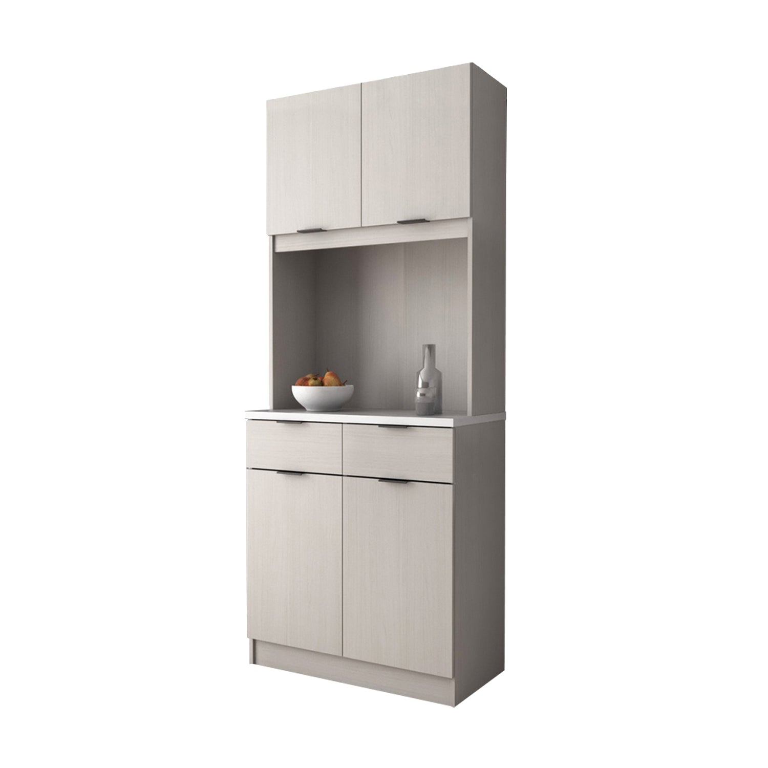 Jessie 4 Series 4/2 Door Kitchen Cabinet Melamine Top Panel in Brown & Natural Color