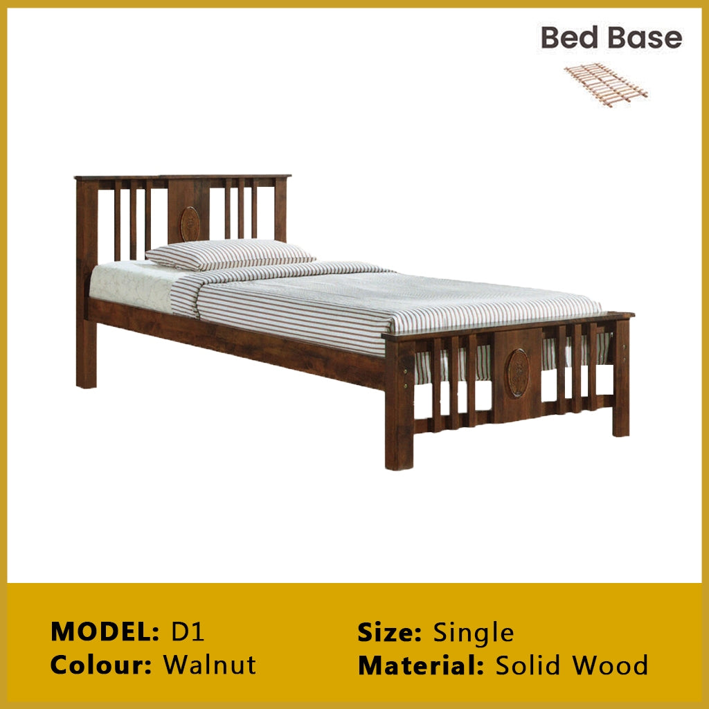 Riese Single Pull-Out Bedframe MDF+Veneer Wood Slatted Base