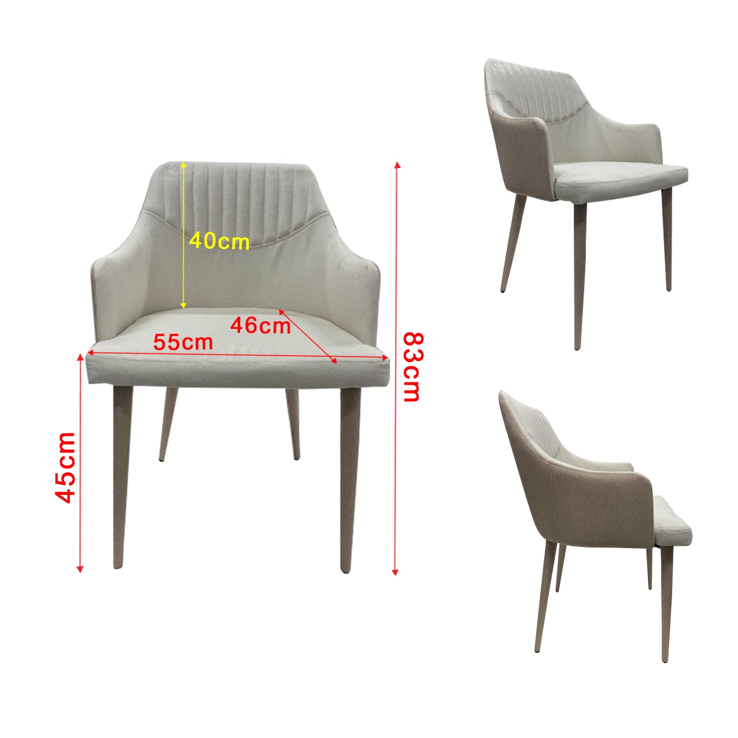 Chloe Fabric Dining Chair In Brown/ White