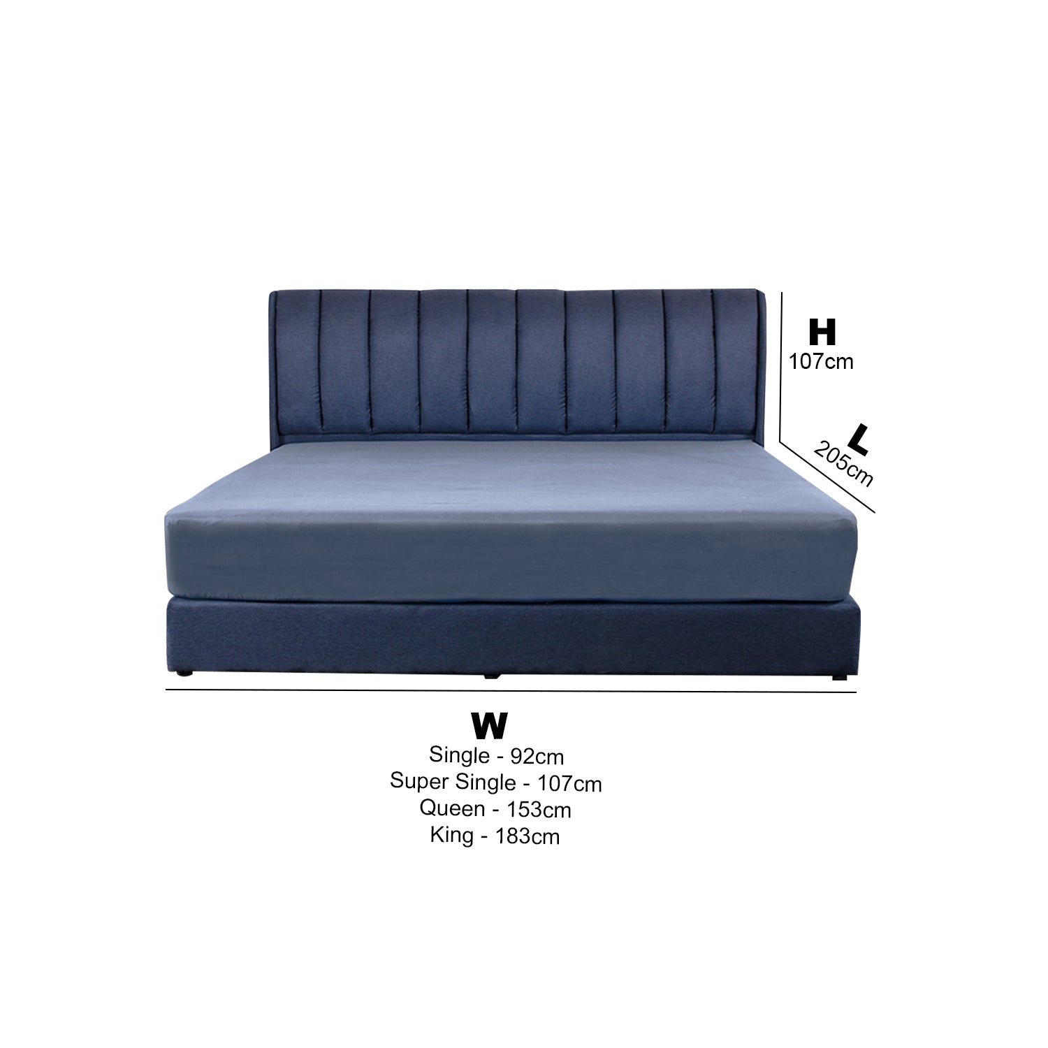 Rinoa Series 4 Woven Fabric Divan Bed Frame in Dark Navy Colour - All Sizes Available