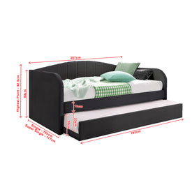 Joash Model D Daybed with Trundle with Mattress - Pet-Friendly Option - 56 Colours