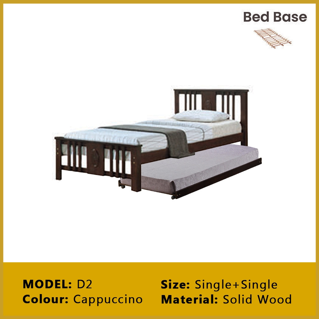 Riese Single Pull-Out Bedframe MDF+Veneer Wood Slatted Base