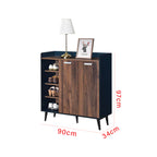 Peony Shoe Cabinet in 4 Layers Shelves in AquaBlue/Walnut Colour