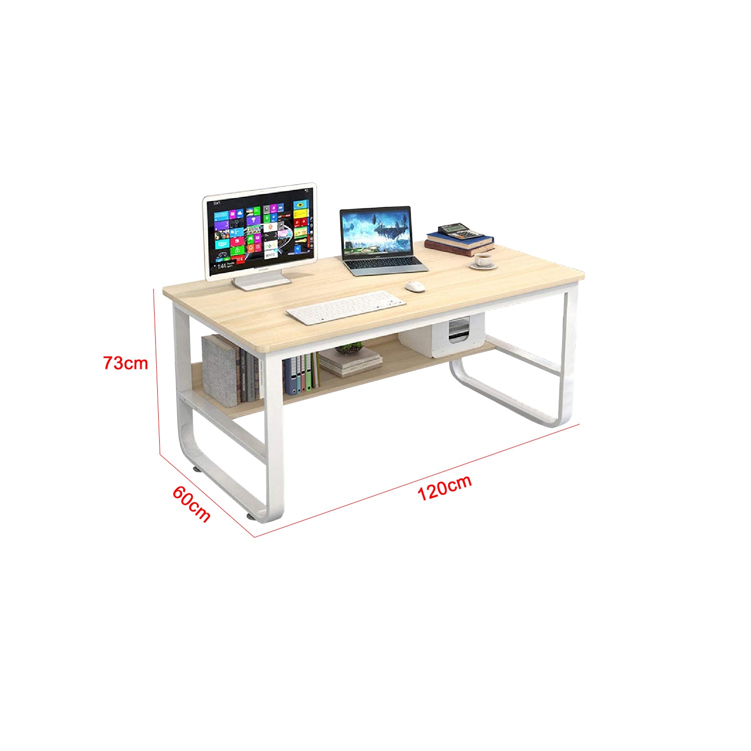 Brand Study Side Table In White and Natural. Fully Assembly