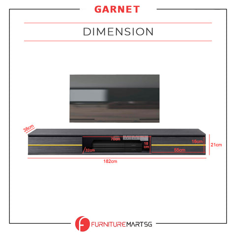 Image of Garnet Series 4 Floating TV Console with Built-in Socket in Dark Grey Colour