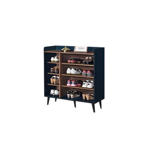 Peony Shoe Cabinet in 4 Layers Shelves in AquaBlue/Walnut Colour