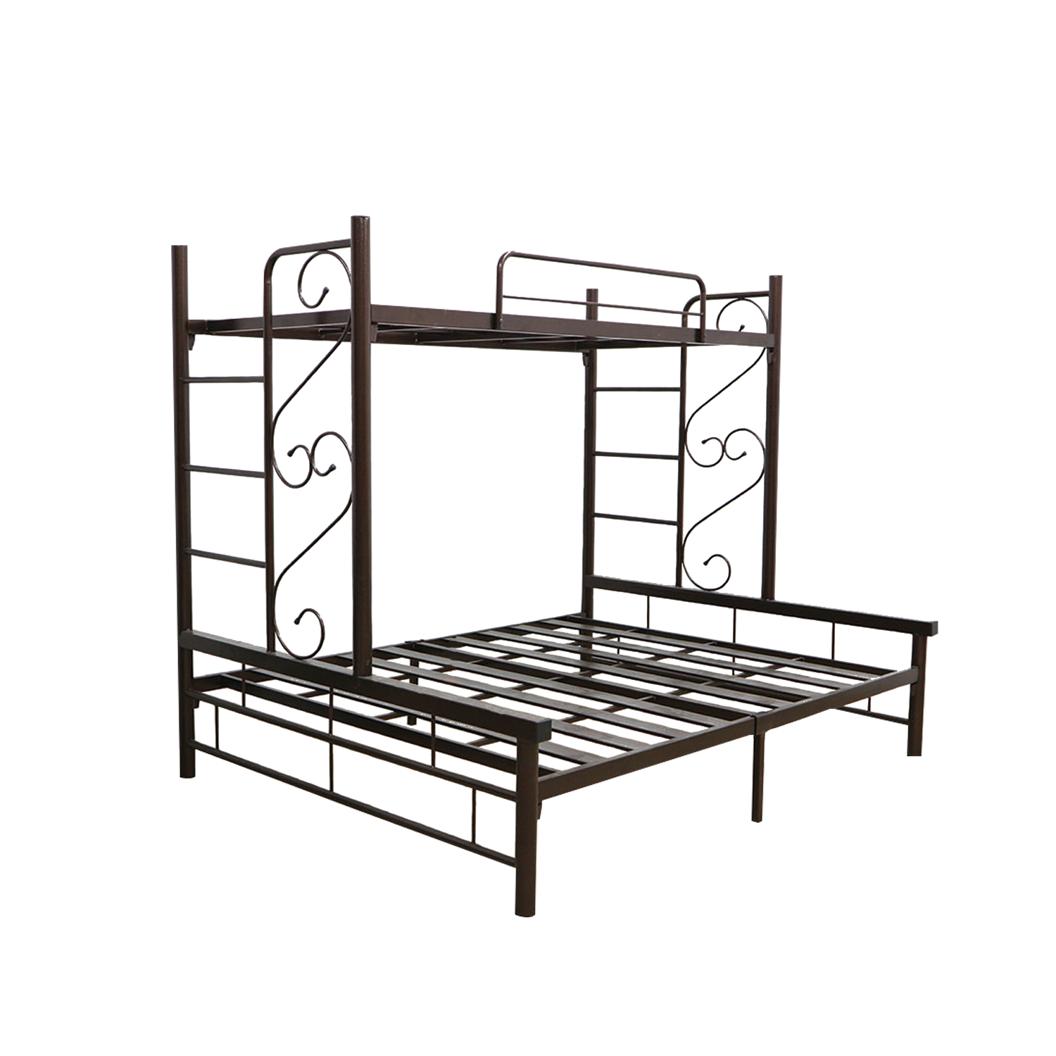 Ardie Queen+Single Size Metal Bunk Bed Frame in Copper Colour - w/ Mattress Option