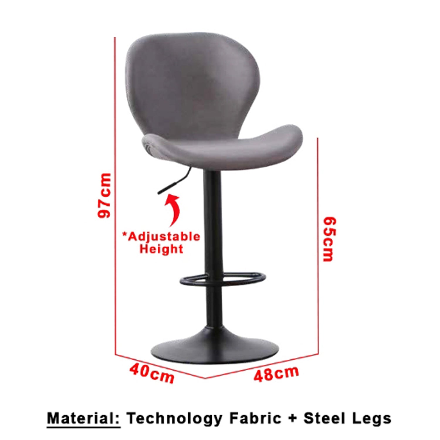 Hendrix Series 4 High Island Chair Bar Stool Chair Steel Legs