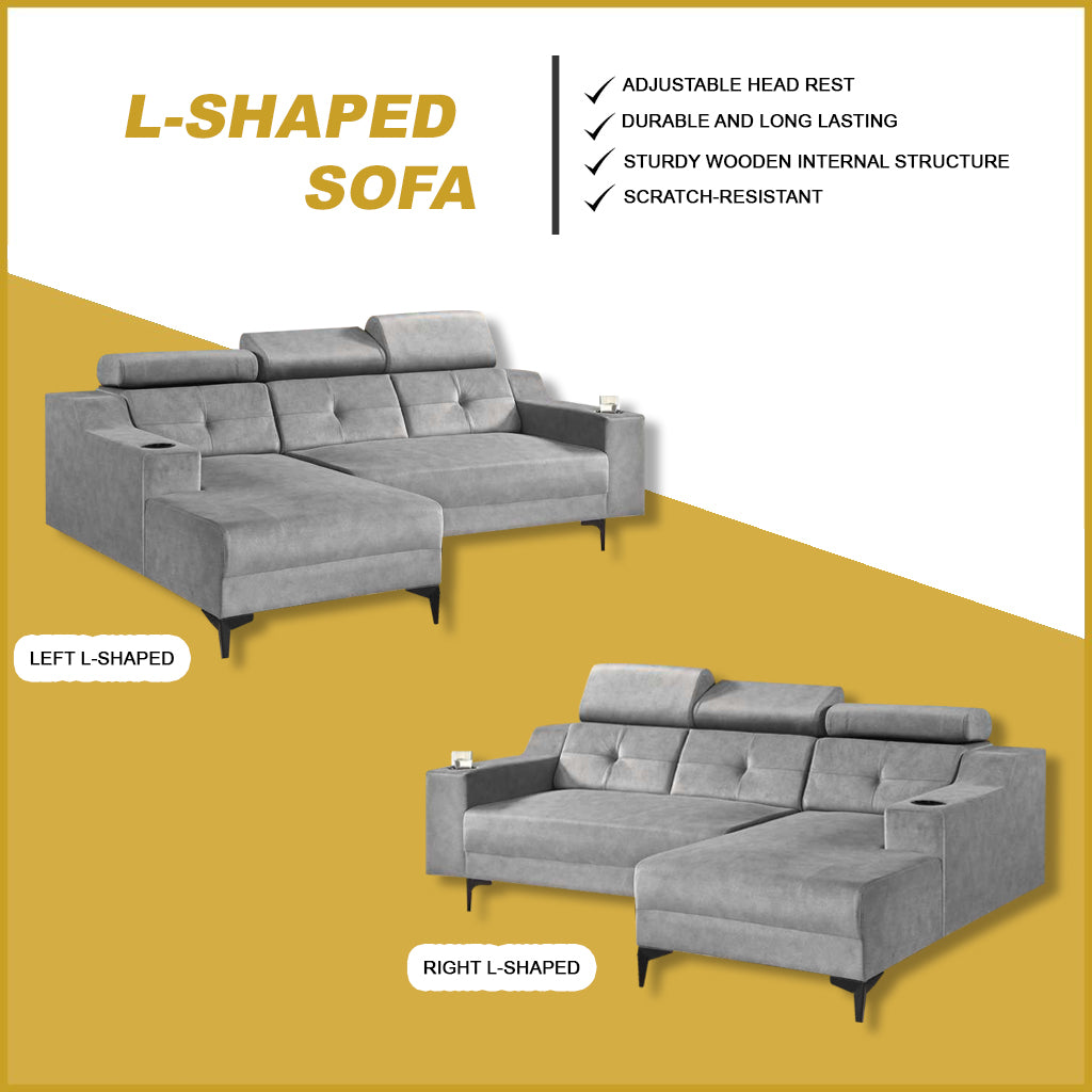 Axel 3 Seater Left and Right L-Shaped Sofa in 47 Colour - w/ PetFriendly Fabric/Leather