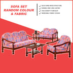 Jewel Living Room Set 4 Wooden Sofa Set Removable Fabric Covers with Coffee Table