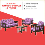 Jewel Living Room Set 4 Wooden Sofa Set Removable Fabric Covers with Coffee Table