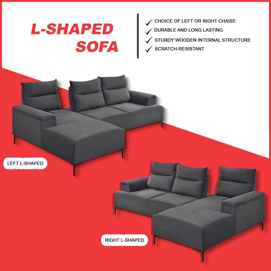 Luis Left/Right Push Back L-Shaped Sofa PetFriendly Fabric Pocket Spring  & Stain-Resist