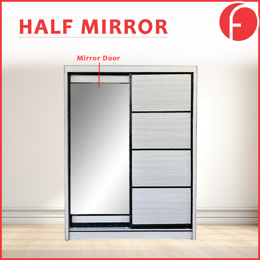 Hans Series 4FT/5FT 2-Door Sliding Door Wardrobe in White Wash or Black