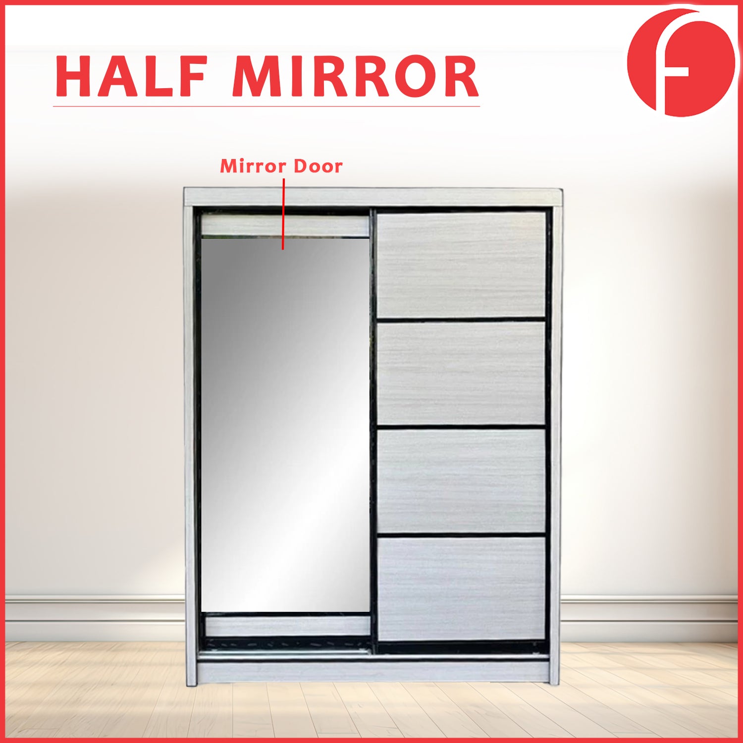 Hans Series 4FT/5FT 2-Door Sliding Door Wardrobe in White Wash or Black