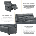 Kevin Recliner Sofa in 34 Colour - w/ PetFriendly Fabric/Leather