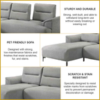 Billy Push Back L-Shaped Sofa in 47 Colour - w/ PetFriendly Fabric/Leather