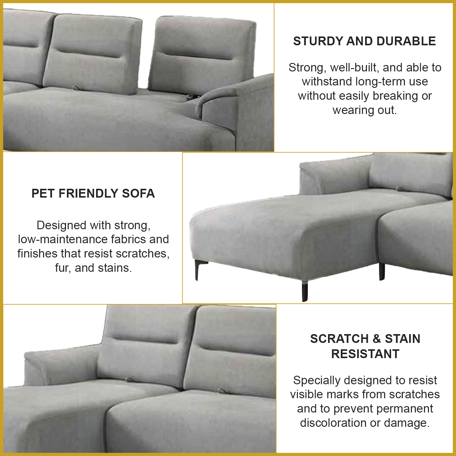 Billy Push Back L-Shaped Sofa in 47 Colour - w/ PetFriendly Fabric/Leather
