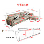 Consadole 3/4 Seater Leather Sofa Set With Ottoman In 5 Colours