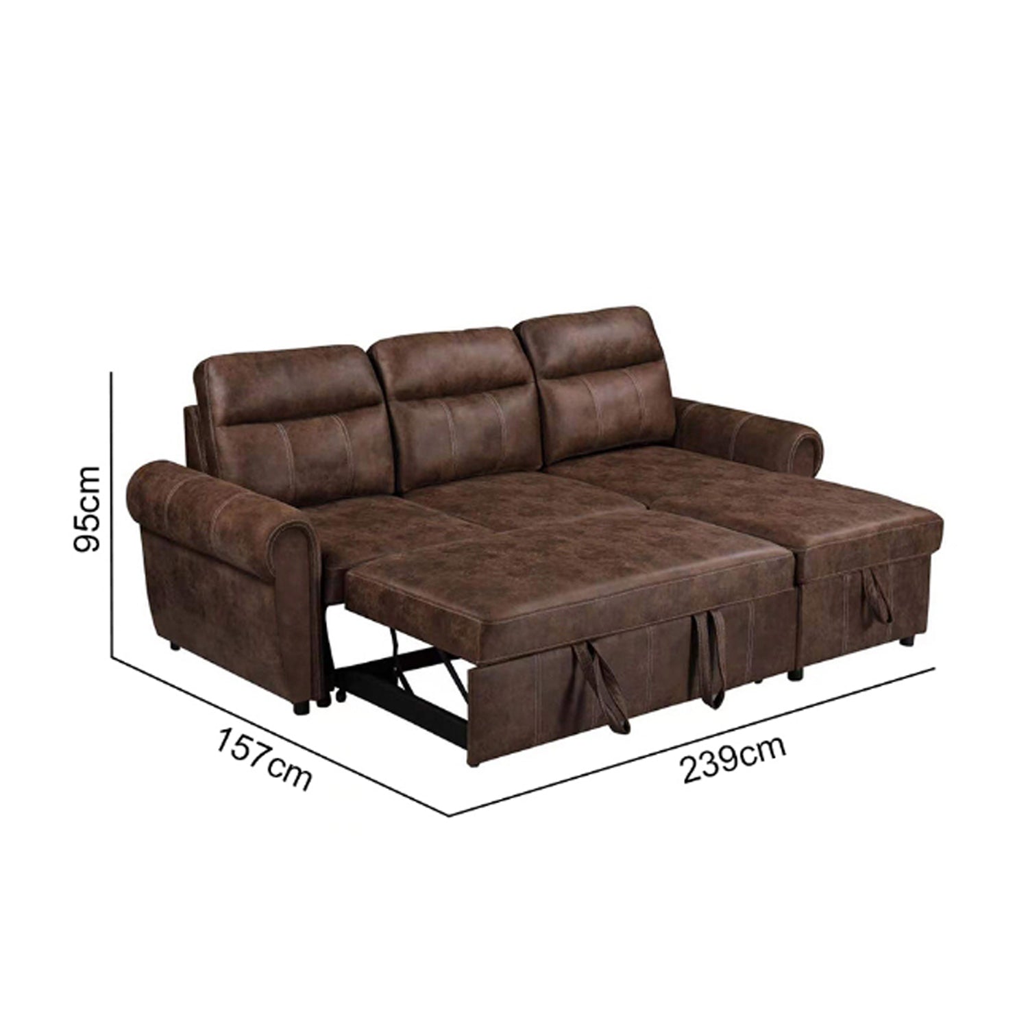 Marjie Series 2 Sleeper Sectional Reversible Sofa w/ Storage Upholstered w/ Pet-Friendly Option