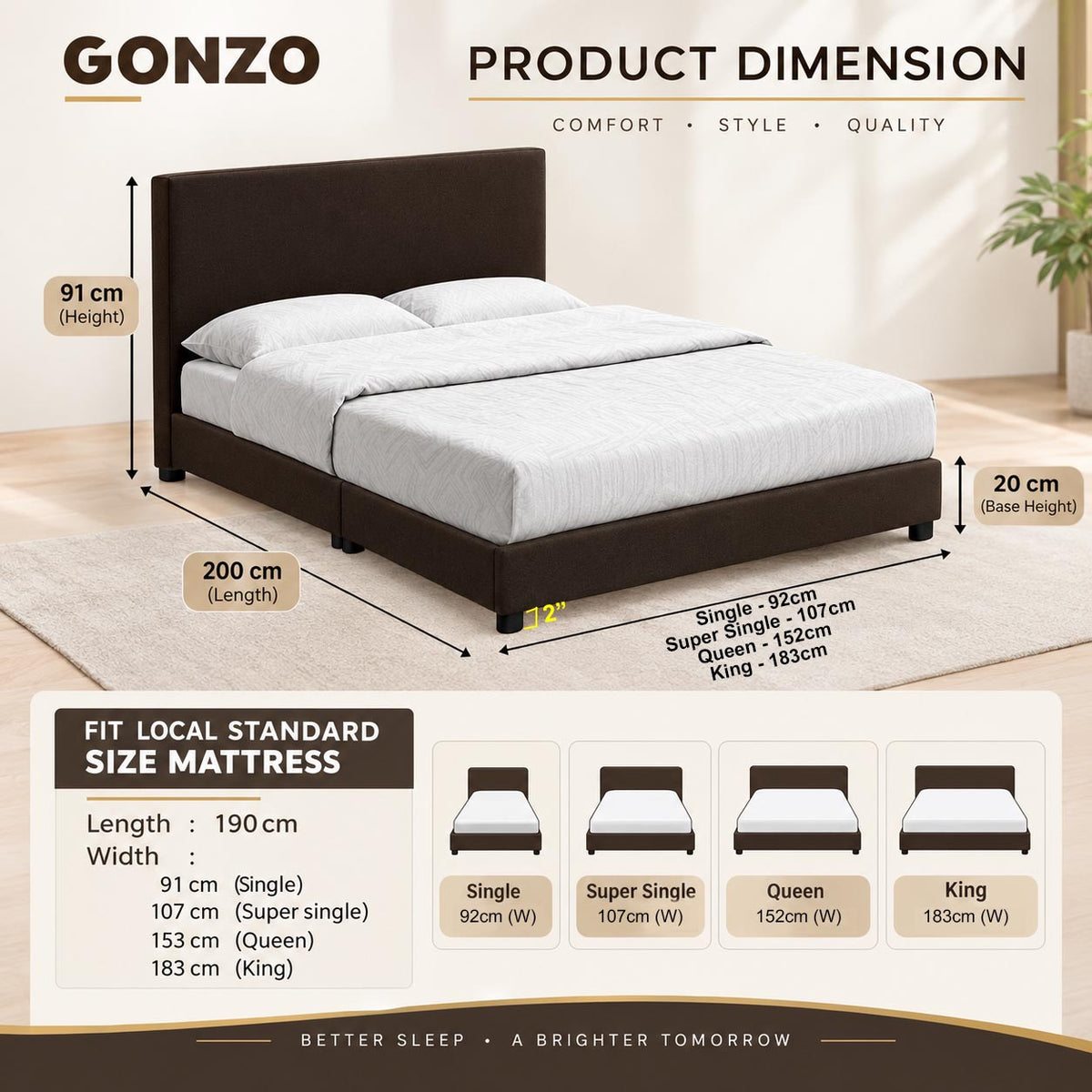 Gonzo Divan Bed Frame Pet-Friendly Scratch-Resist Options - All Sizes Available
