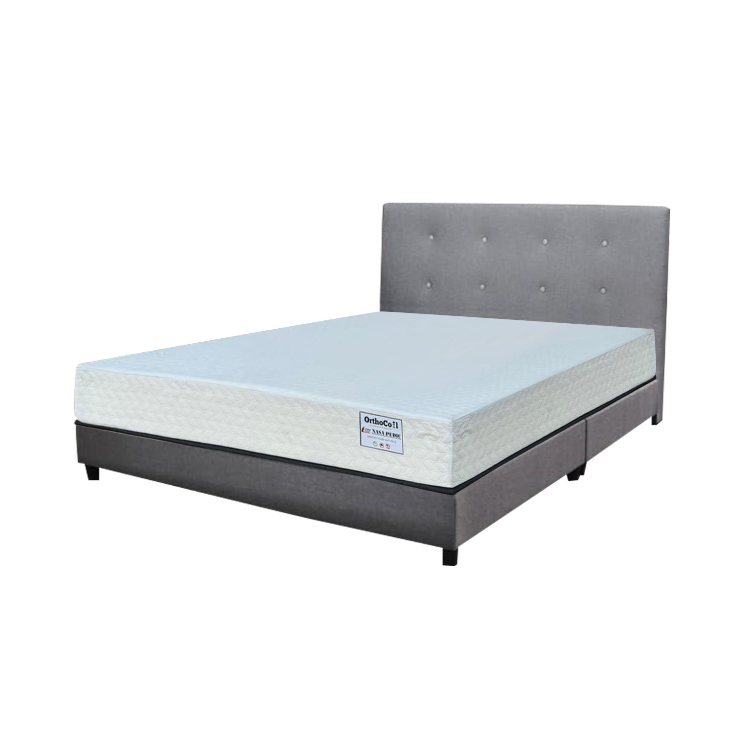 Ollie Fabric Divan Bed Frame With 8" Orthocoil Nasa Pedic Mattress - All Sizes Available