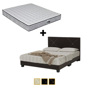 Sabrina Bed Frame + 9 inch Orthocoil Euro Supreme Mattress In Single, Super Single, Queen, and King Size