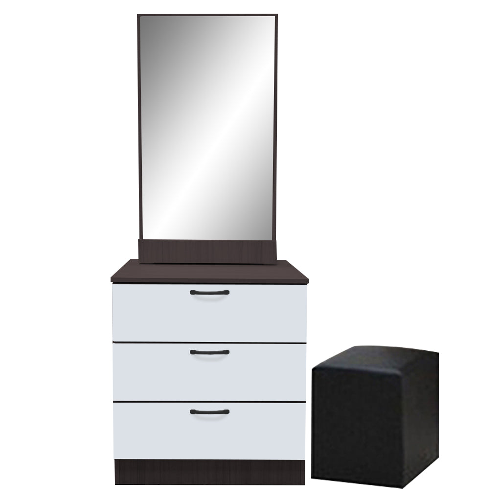 Pratio Dressing Table With Mirror In Walnut And White Wash