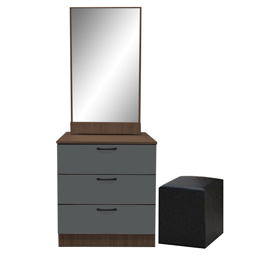 Pratio Dressing Table With Free Stool Laminated Smooth Gliding Drawer In 6 Colours