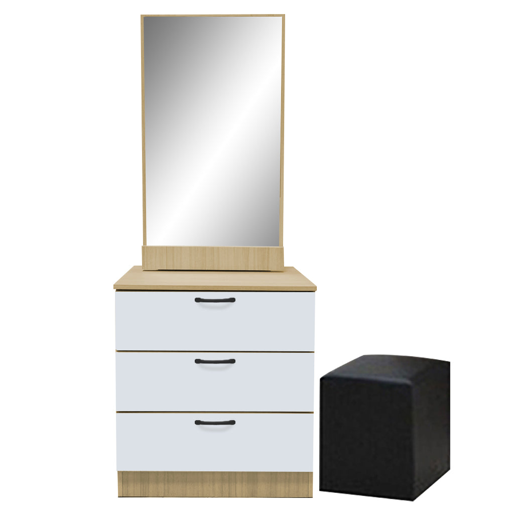 Pratio Dressing Table With Free Stool Laminated Smooth Gliding Drawer In 6 Colours