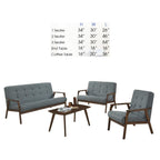 Jawee Living Room Set 5 Wooden Sofa Set Removable Fabric Covers with Coffee Table