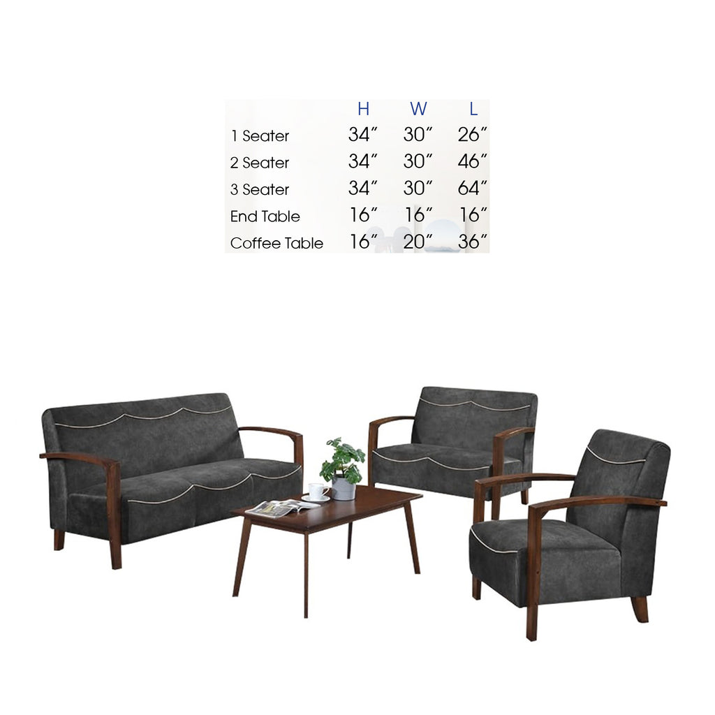 Jawee Living Room Set 7 Wooden Sofa Set Removable Fabric Covers with Coffee Table