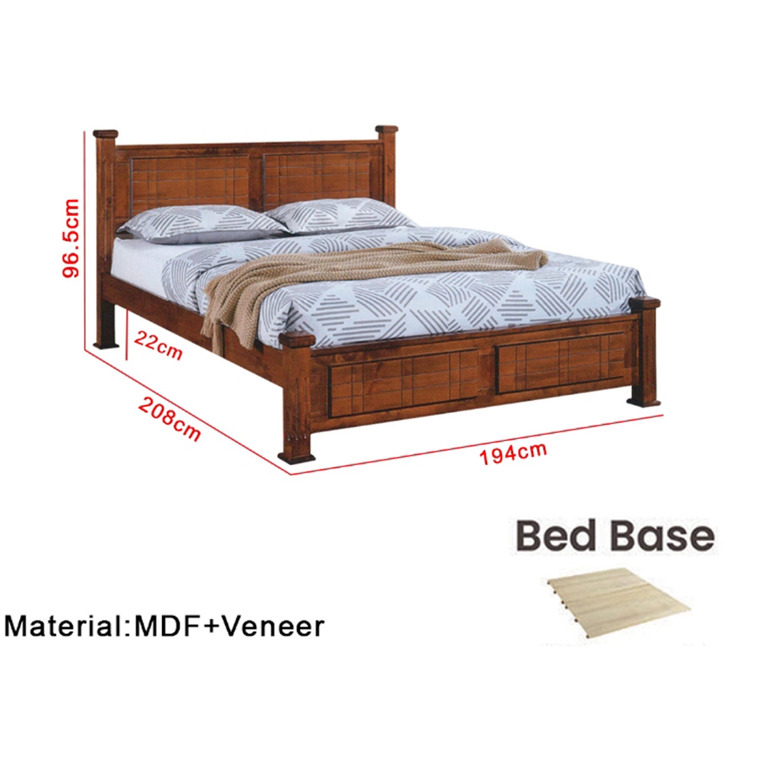 Nadia Series 4 Wooden Bedframe Collection Solid Wood - King Size with Mattress Option