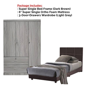 Toluca Bedroom Set Series 2 Includes Wardrobe/Bed Frame/Mattress In Single And Super Single Size.Free Installation