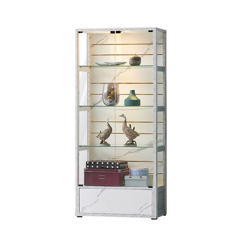 Image of Frieda Series Model D Display Cabinet Marble Design in Marble White