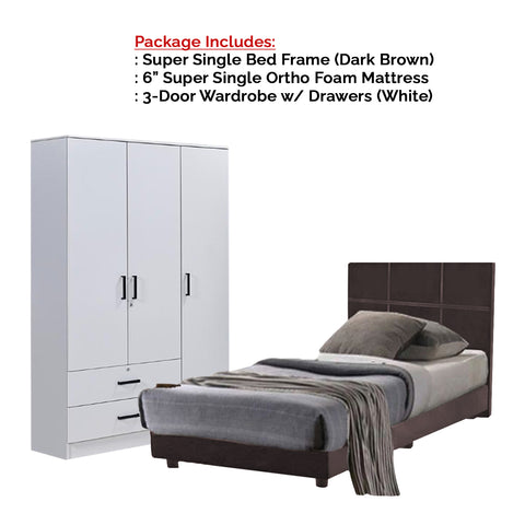 Image of Toluca Bedroom Set Series 2 Includes Wardrobe/Bed Frame/Mattress In Single And Super Single Size.Free Installation