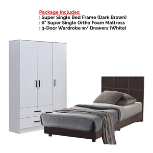 Toluca Bedroom Set Series 2 Includes Wardrobe/Bed Frame/Mattress In Single And Super Single Size.Free Installation