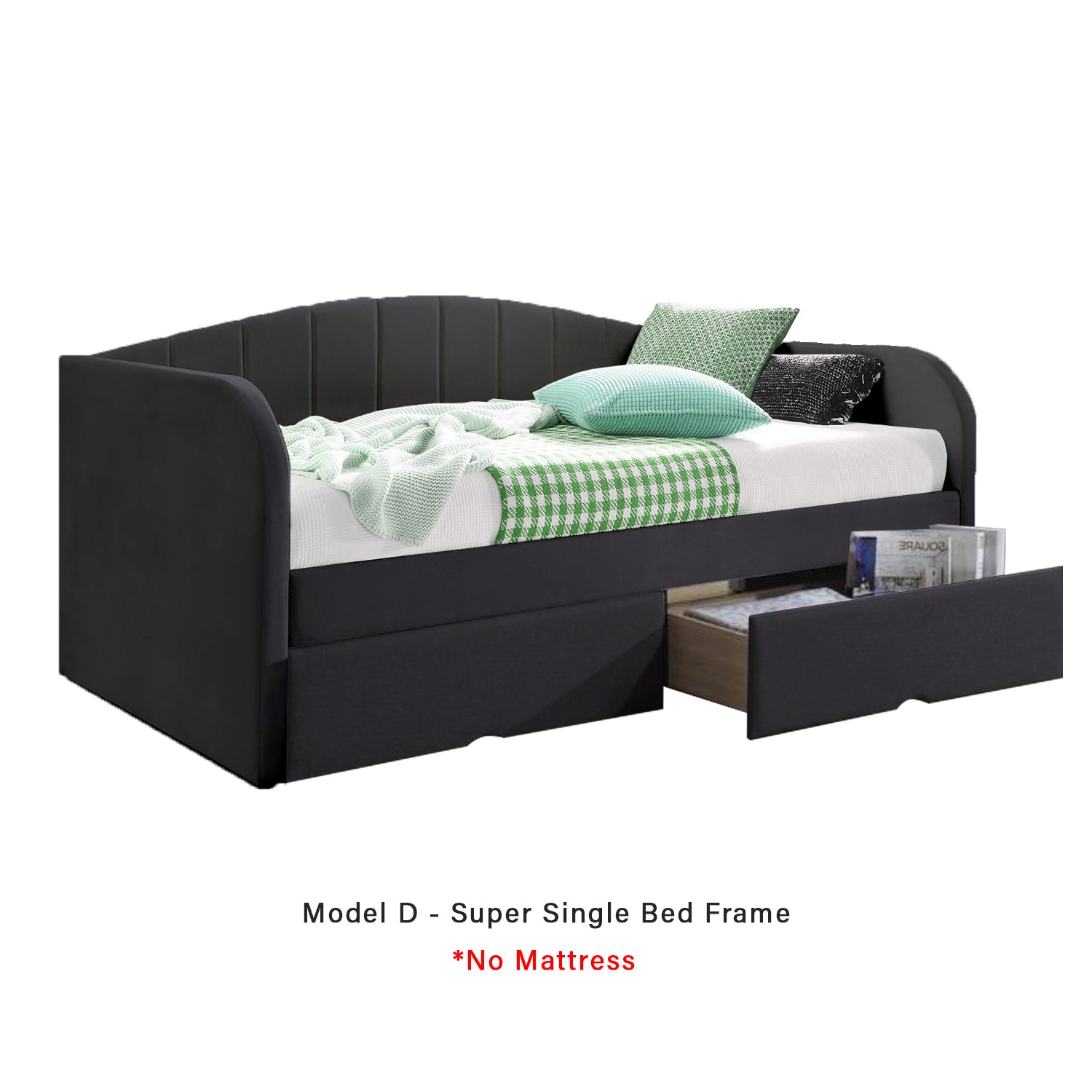 Korro Series Model D Daybed with Drawers - Pet-Friendly Option with Mattress - 56 Colours
