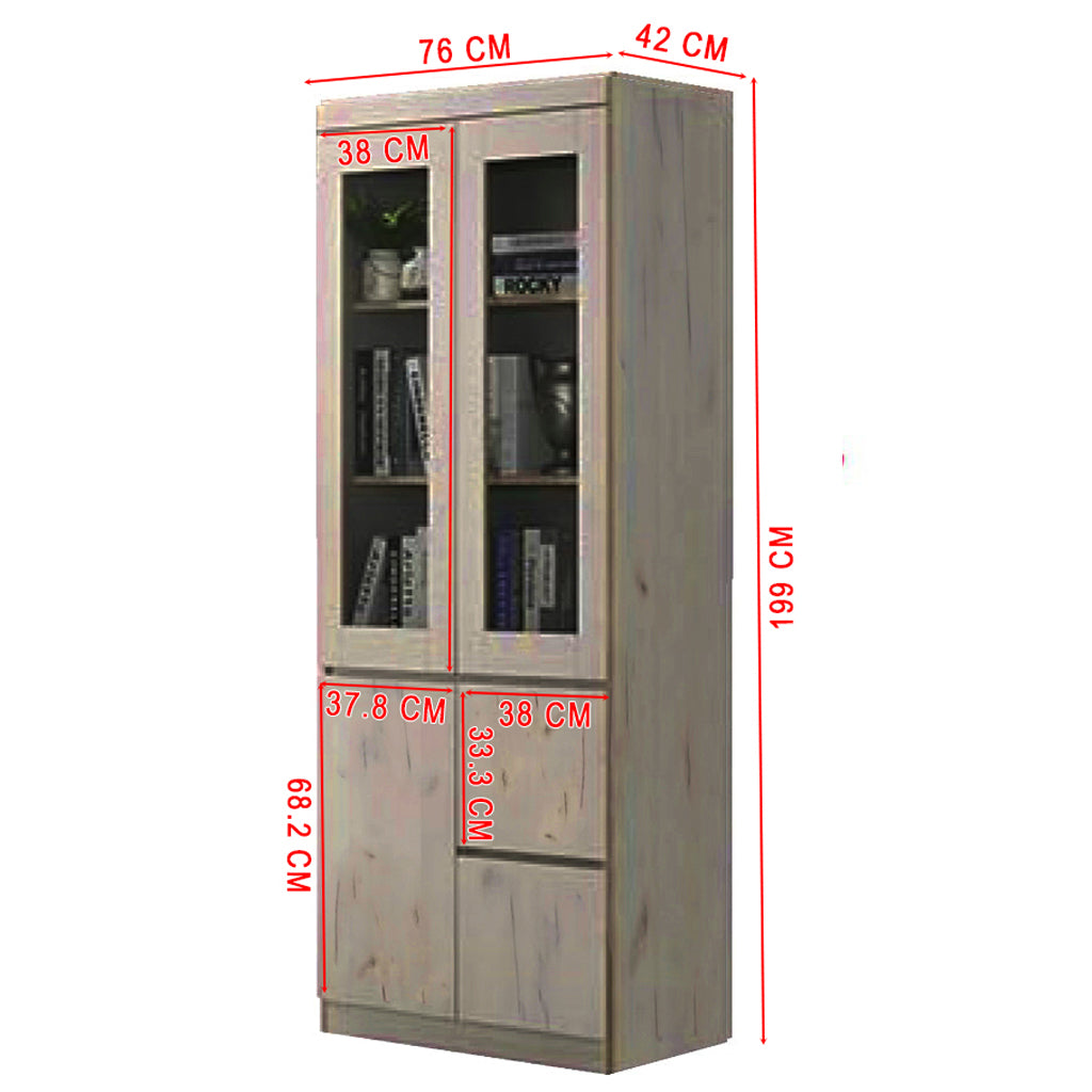 Athena 4 Bookshelf With Glass Doors in 3 Colours