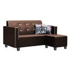 Onana Faux Leather Sofa with Ottoman In Black, Beige, And Brown