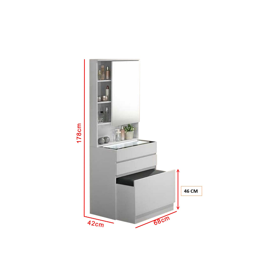 Mirna Dressing Table With Mirror In White